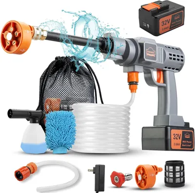 Produktbild von Hochdruckreiniger – Akku-betriebener Hochdruckreiniger – Tragbarer Wasserreiniger – 6-in-1-Sprühkopfaufsatz – 48 Bar
