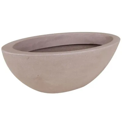 Produktbild von Pflanzschale / Pflanzkübel oval 52 × 23 × 20 cm – Kunststoff, Granit-Optik, frost- & UV-beständig taupe / sand