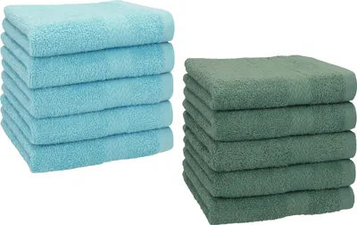 Produktbild von Betz 10 Stück Seiftücher 30x30 cm PREMIUM 100% Baumwolle  Farbe: ocean und tannengrün