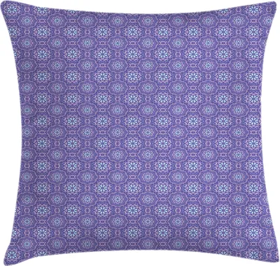 Produktbild von ABAKUHAUS orientalisch Kissenbezug, Curlicue und Medaillon Motive in lebendigen Farben, 50 x 50 cm, Blau Violett Lavendelblau