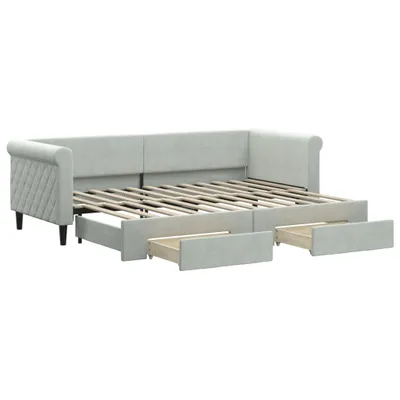 Zdjęcie produktu dla VidaXL 3197812, sofa rozkładana, Szary, Pianka, Metal, Poliester, Drewno, 2290 mm, 900 mm