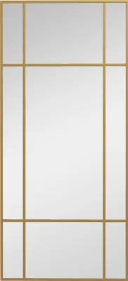 Image de HOMCOM Miroir mural verrière rectangulaire style fenêtre, horizontal ou vertical avec 4 crochets, en métal doré - 110x50 cm
