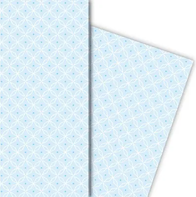 Produktbild von Klassisches Geschenkpapier mit grafischem Sternen Muster in hellblau - G7213, 32 x 48cm