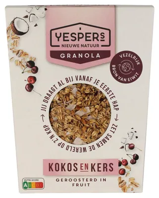 Obrázek produktu pro Yespers Granola Coconut & Kers 1000g – Křupavé müsli s kokosem a višněmi