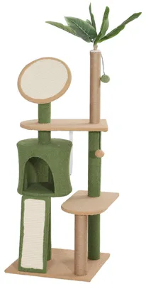 Productafbeelding van PawHut Kraboom 139 cm, kattenboom met kattenhol, geschikt voor katten tot 5 kg, groen