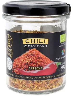 CHILI PŁATKI BEZGLUTENOWE BIO 60 g - PIĘĆ PRZEMIAN