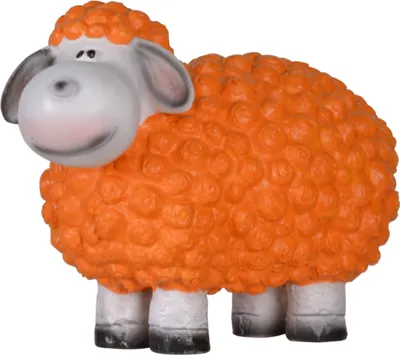 Produktbild von Dekofigur Originelle Gartenfigur Schaf orange als wetterfeste Beetdekoration knuffige, handbemalte Tierfigur für innen & außen
