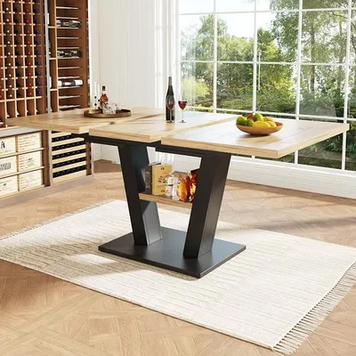 Imagen del producto de Mesa extensible de 120-160 cm, con tablero de madera en color natural