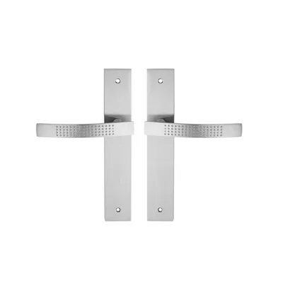Produktbild von INSPIRE - 2 Türbeschlag LOUNA - Langschildgarnitur ohne Schlüsselloch - Achsabstand 195 mm - Aluminium - Mattgrau - DIN Norm
