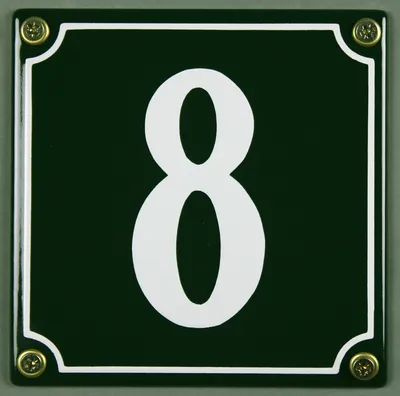 Produktbild von Hausnummernschild 8 grün 12x12 cm Schild Emaille Hausnummer Haus Nummer Zahl Ziffer