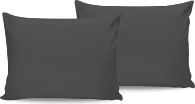 Produktbild von L'Essentiel Linge de Maison, Anthracite, Anthrazit, Kissenbezug-Set (2 Stück), 100 % BAUMWOLLE RANFORCE, 50 x 70 cm