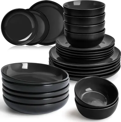Produktbild von MIAMIO - Tafelservice 24 tlg Geschirrset 6 Personen Kombiservice Keramik Schwarz