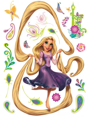 Image de Sticker mural Disney Raiponce violet et jaune - 600189 - 65 x 85 cm