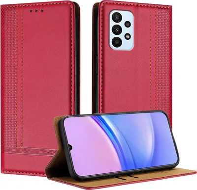 Produktbild von Handyhülle für Samsung Galaxy A23 5G/4G Leder Flip Klappbare Schutzhülle mit Standfunktion Rot