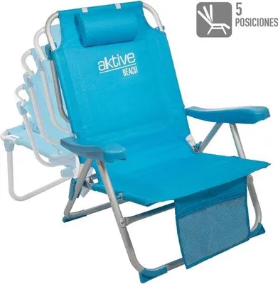 Zdjęcie produktu dla Aluminiowe leżaki plażowe – 5-osobowe – turkusowo-niebieskie
