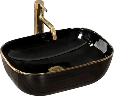 Produktbild von Rea Aufsatzwaschbecken Belinda Oval Black Gold