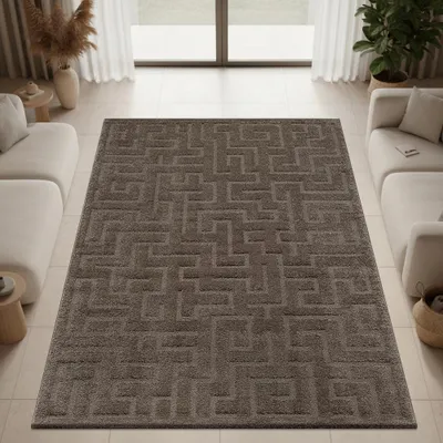 Produktbild von Teppich Designer Dunkelbraun elegant strukturiert modern Größe - 80 x 150 cm