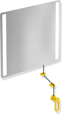 Produktbild von HEWI LED-Kippspiegel basic der Serie 801, mit integrierter LED-Beleuchtung, in HEWI Farbe 18 (Senfgelb)