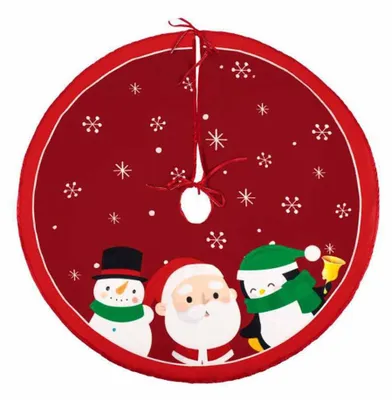Weihnachtsbaumdecke rot, Schneeflocken, 90 cm, rund