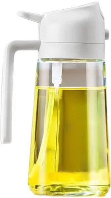 Image de Bouteille-distributeur d'huile 2 en 1 de 470 ml, blanche, pour la cuisine et le barbecue