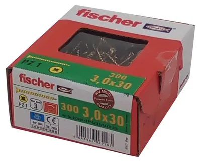 Produktbild von 300x fischer Spanplattenschrauben 3,0x30 PZ1 Holzschrauben verzinkt Vollgewinde