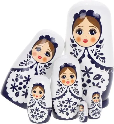 Produktbild von Holz-Matroschka-Spiel, handgefertigt - Nestfigur russische Puppe.