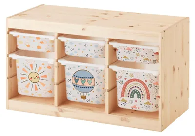 Vinyl-Sticker-Set für IKEA Trofast, 6 Stück, Boho-Beige