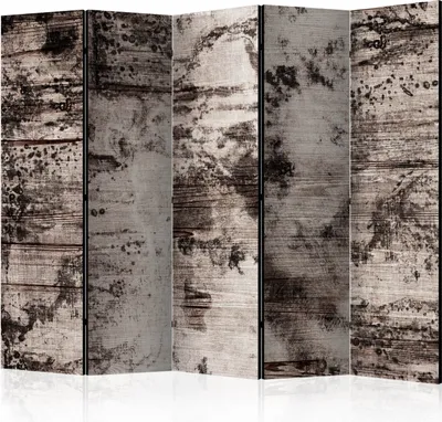 Produktbild von Akusticher Raumteiler Holzoptik Foto Paravent 225x172 cm beidseitig auf Vlies-Leinwand bedruckt Akustikschaum Trennwand Spanische Wand Sichtschutz Home Office Holz grau f-A-0713-z-c