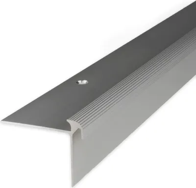 Produktbild von PROVISTON | Treppenkante | Aluminium eloxiert | Silber | Breite 40 mm | Höhe 30 mm | Länge 2700 mm | Gebohrt | Treppenkantenprofil | Treppenwinkel | Winkelprofil | Kombiwinkel | 1 Stück