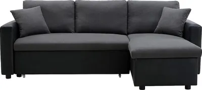 Produktbild von Ecksofa mit Schlaffunktion GAZUR - Stoff & Kunstleder - Ecke wechselbar - Anthrazit & Schwarz
