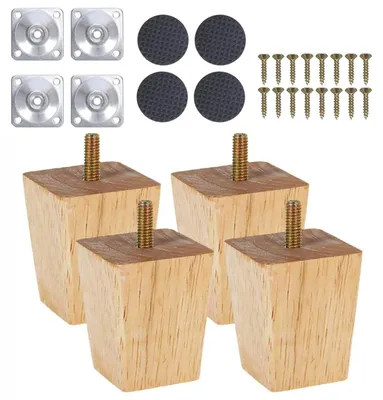 Obrázok produktu pre Masívne drevené nožičky na nábytok, sada 4 kusov, výška 5 cm