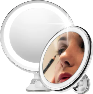 Image de Adler AD 2168 Miroir de salle de bain, 3 piles AAA, éclairage LED, blanc