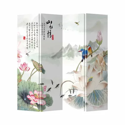 Zdjęcie produktu dla Fine Asianliving Screen Room Divider Spanish Wall Partition Room Divider Room Divider Privacy Screen Japanese Oriental Chinese L160xH180cm Printed Canvas Double Sided Asian