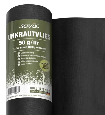 Zdjęcie produktu dla Filc polipropylenowy, 1 m x 50 m, 50 g/m², mata do zwalczania chwastów