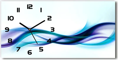 Produktbild von Wanduhr aus Glas – 60x30 cm - Glasbild - Glasuhr - Gehärtetes Glas - schwarze-zeiger - Wellen Abstraktion