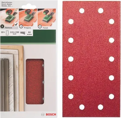 Produktbild von Bosch Schleifblatt Klett 10 x, 115 x 230 mm, K 60 für Schwingschleifer