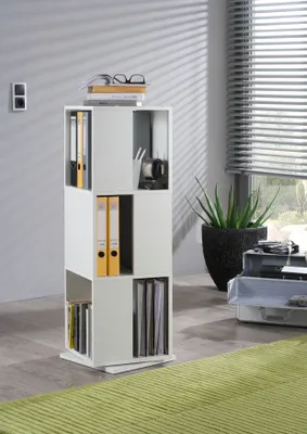 Produktbild von FMD furniture 291-001 Drehregal in Nachbildung Weiß, Maße ca. 34 x 108 x 34 cm (BxHxT)
