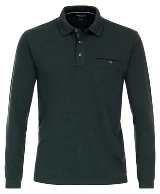 Produktbild von CasaModa XXL Langarm-Poloshirt dunkelgrün melange
