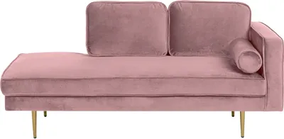Obrázek produktu pro BELIANI lenoška růžová čalouněná sametová pravá strana kovové nohy další polštář moderní design