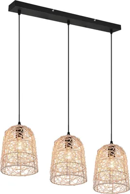 Zdjęcie produktu dla Żyrandol LOVIS brązowo-czarny 3xE27x40W wiklina / rattan / słoma wym:150x76x19cm IP20 RL