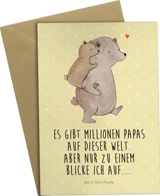 Produktbild von Mr. & Mrs. Panda Grußkarte Papa Bär - Gelb Pastell - Geschenk, Vatertag, Vater, osterkarte, hochzeitskarten, einladungskarten, Geburtstag, Muttertag, weihnachtskarten