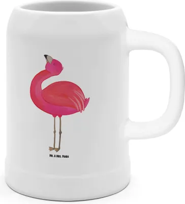 Produktbild von Mr. & Mrs. Panda Krug Flamingo Stolz - Weiß - Geschenk, Tonkrug, Zufrieden, Steinkrug, Steingutkrug, Rosa, Seidel, Tochter, Mama, Selbstliebe, Humpen