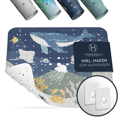 Produktbild von Homerella® Duschmatte rutschfest 53x53cm - 100% BPA frei - 2 Haken zum Aufhängen - Antirutschmatte Dusche hautsensitiv, Duscheinlage maschinenwaschbar