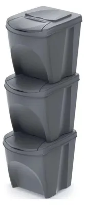 Produktbild von Abfallbehälter SORTIBOX 3 set - stein grau
