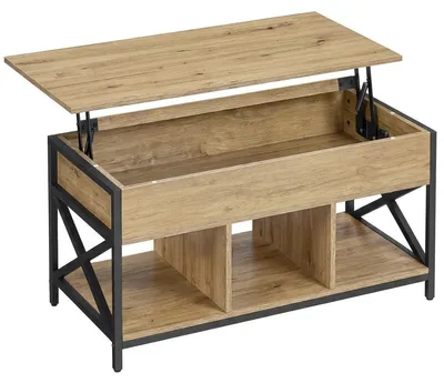 Immagine prodotto di Tavolino da salotto Artisan con piano sollevabile in rovere e acciaio