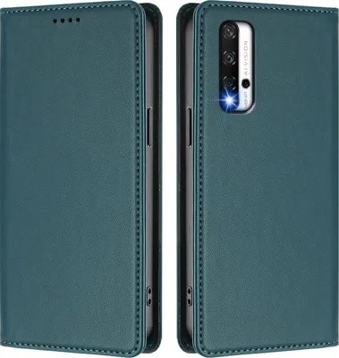 Obrázek produktu pro Kožené pouzdro pro Honor 20/Honor 20 Pro, magnetické flipové pouzdro zPolyuretankůže se stojánkem Zelená