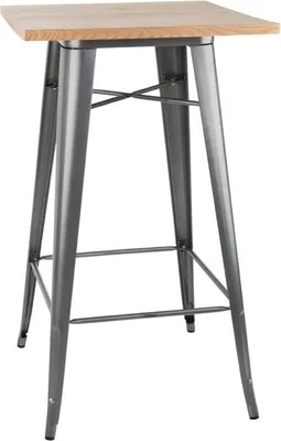 Produktbild von Bolero Bistro Bartisch mit Holzplatte grau