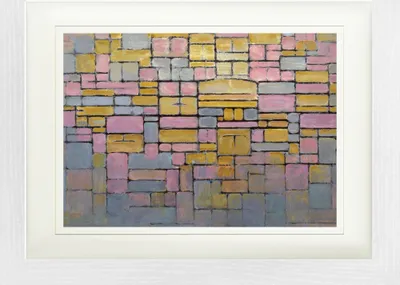 Zdjęcie produktu dla Piet Mondrian Oprawiony Obraz Z Eleganckim Passepartout | Obrazy Ścienne | W Ramie Obrazu - Tableau Nr 2 Kompozycja Nr V (30 x 40 cm)