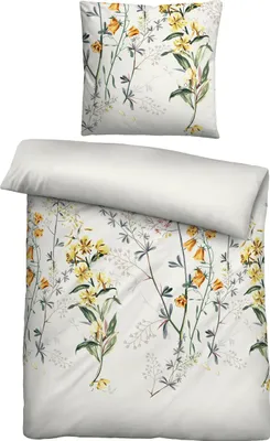 Produktbild von biberna Satin Bettwäsche 0616321 BLUMEN color: perlmutt, size: 1x 135x200 cm + 1x 80x80 cm
