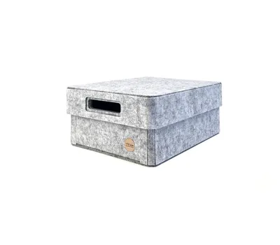Produktbild von Aufbewahrungsbox CLASSIC Filz Gr. S (32x24x13 cm) mit Deckel in hellgrau meliert